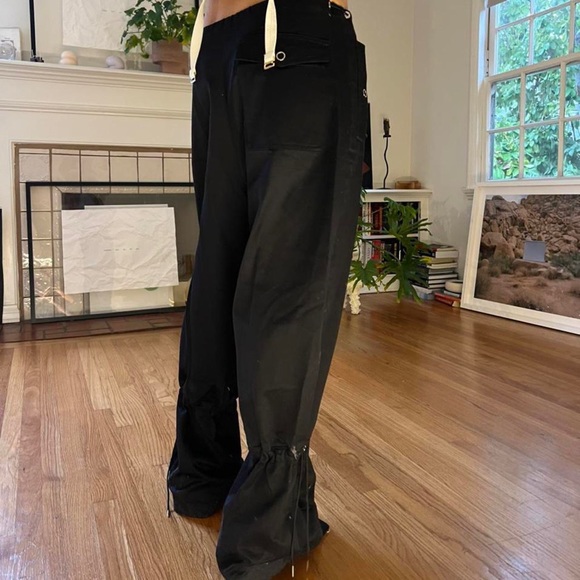 Dion Lee - Eyelet Tie Parachute Black Trousers Adjustable Waist Pants - Picture 5 of 5